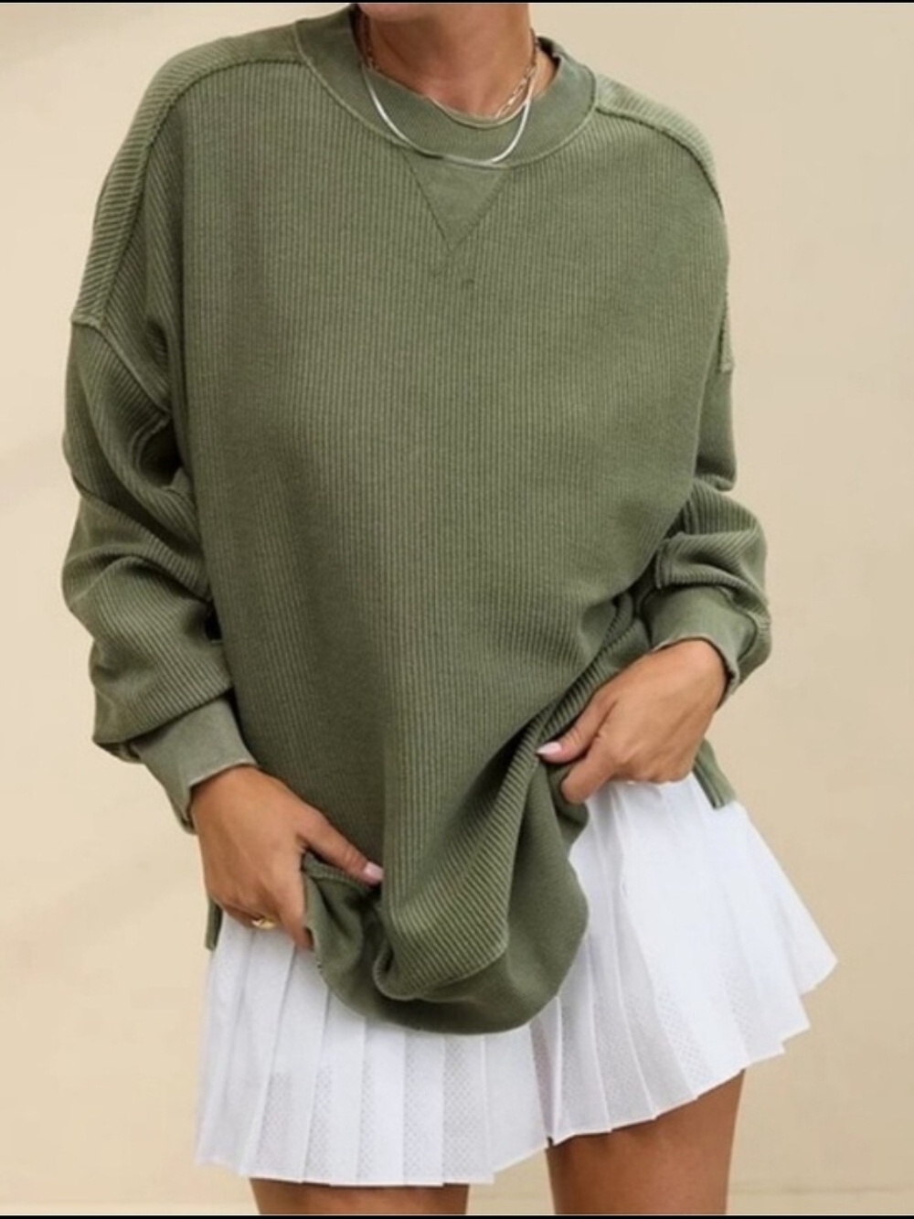 Aerie GetawayTextured Oversized Crewneck Sweater Med AS IS